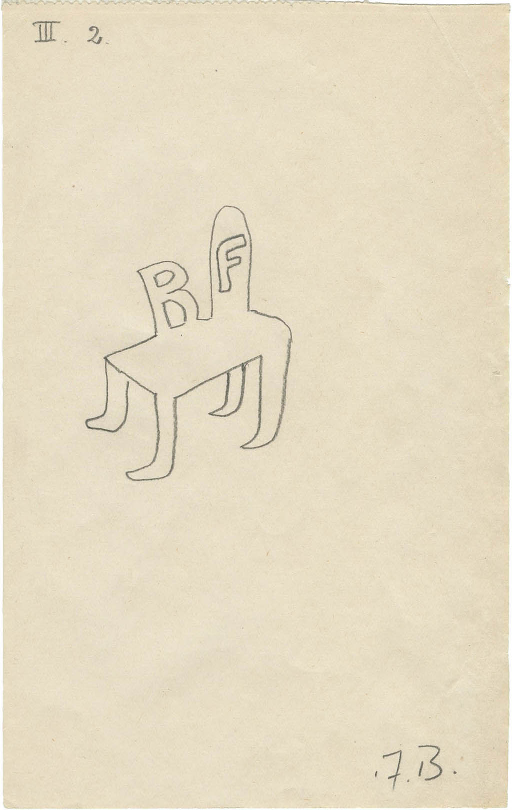 Jeu de Dessin Communique (Game of Communicated Drawing) - Andre Breton - Le Chaise RF (The Armchair RF) - c.1938 pencil and ink on six sheets of paper